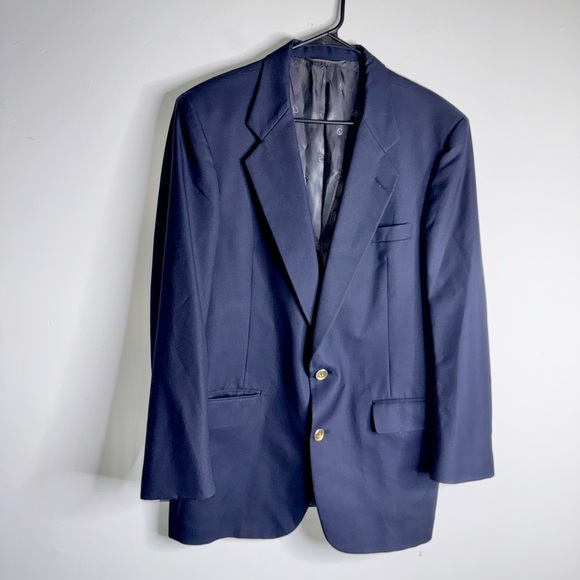 Vintage Navy Wool Christian Dior Blazer With Gold Buttons 41R - Picture 1 of 10